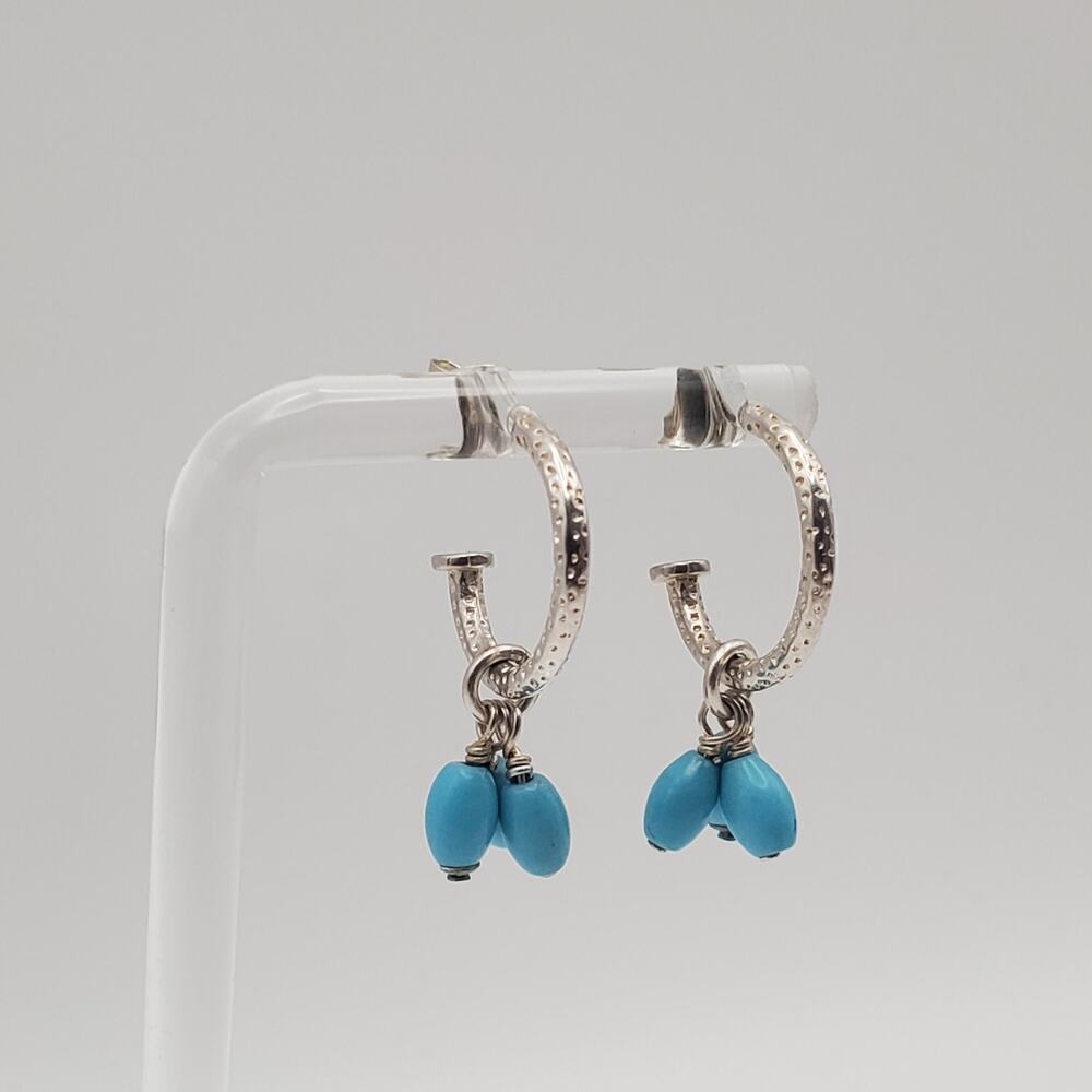 Silpada 925 Sterling Silver Earrings 1/2 Hoops Removable Turquoise Dangles
